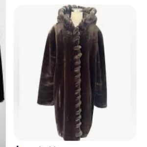 Marvin Richards Vintage Chocolate Brown Faux Fur Hooded Coat